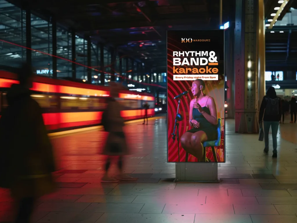 10 Wardour street digital advert in train station