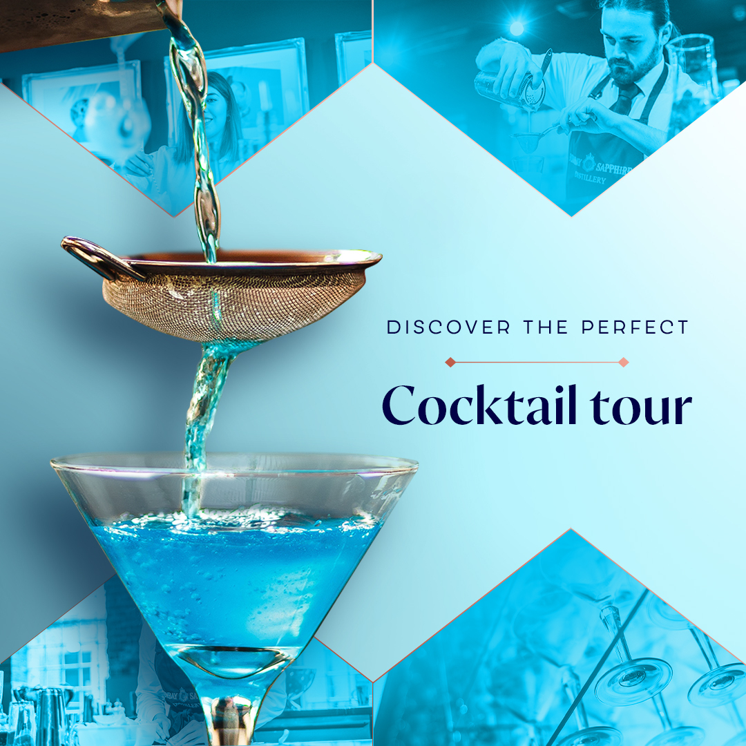 Bombay Sapphire Distillery social post showing a cocktail being made