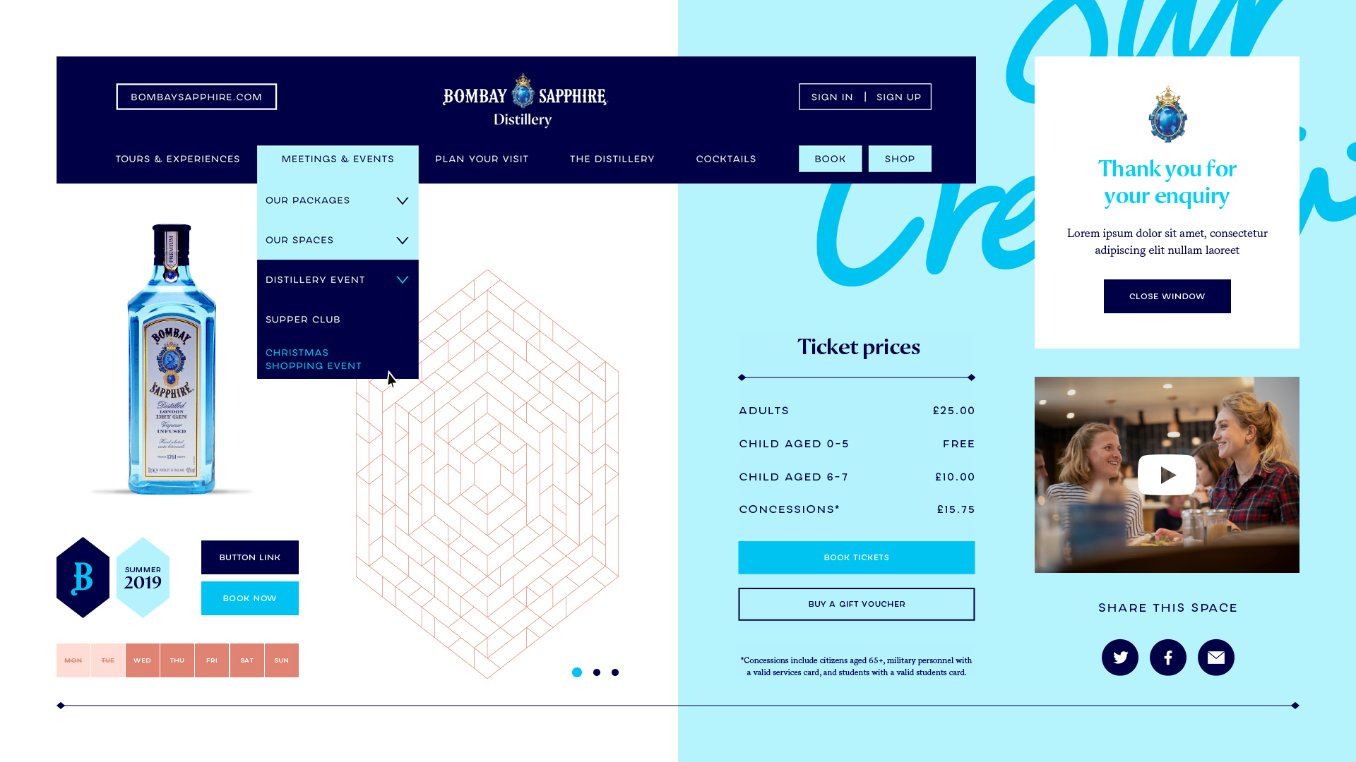 Bombay Sapphire Distillery website ecommerce