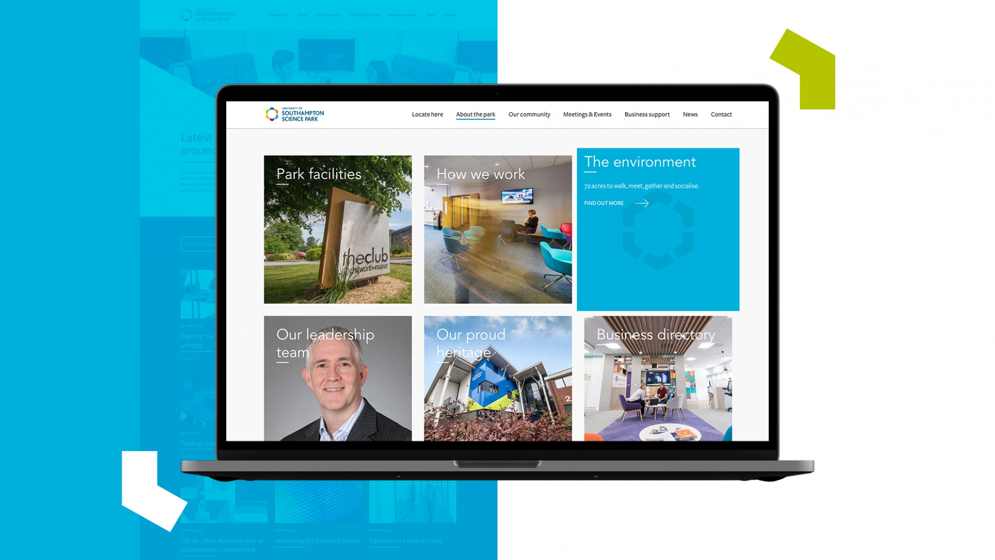 The University of Southampton Science Park website on a macbook