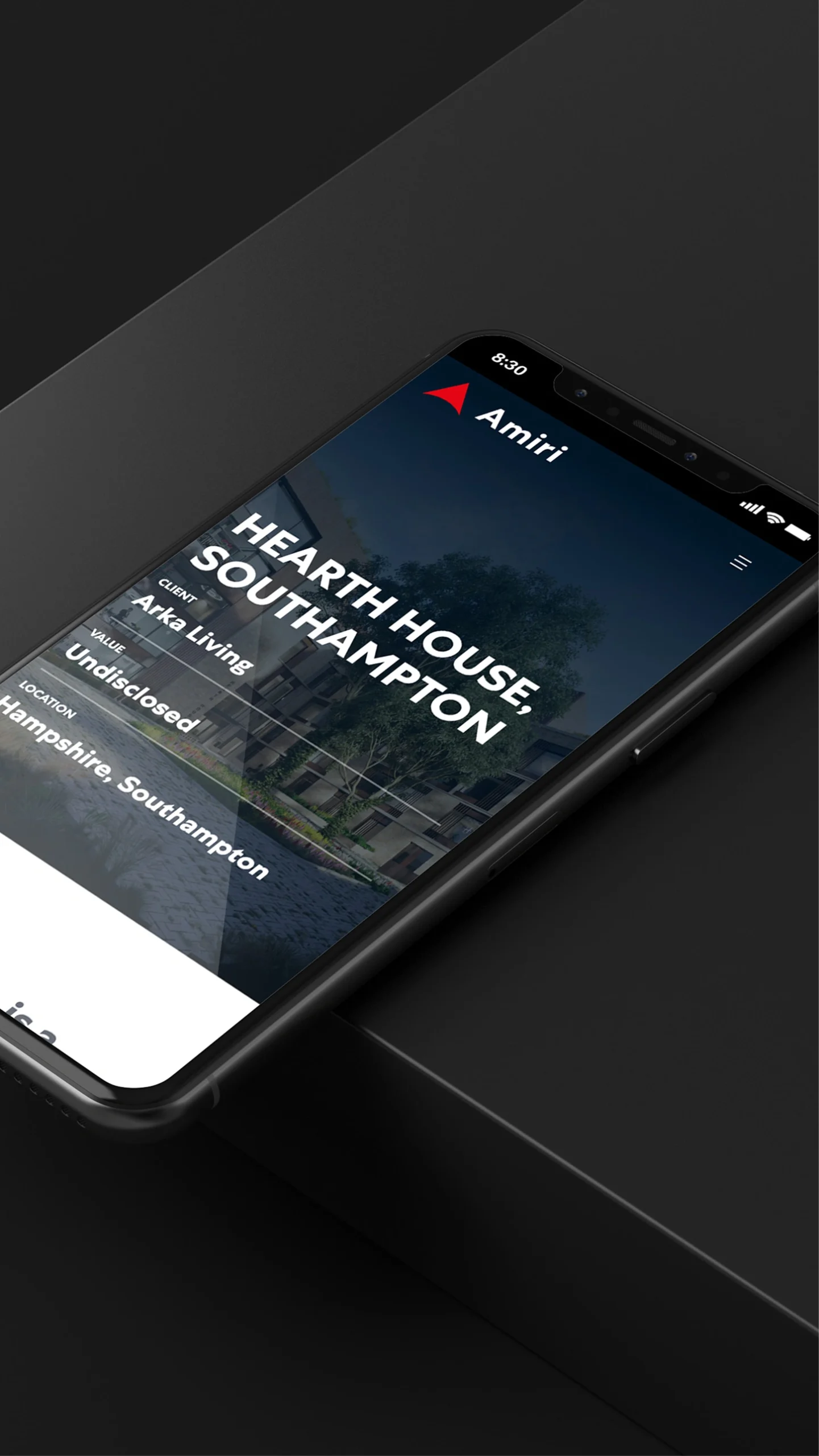 Mobile phone with the Amiri website