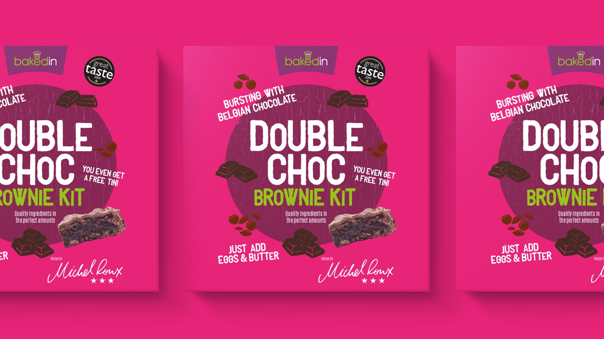 Bakedin double choc brownie kit packaging
