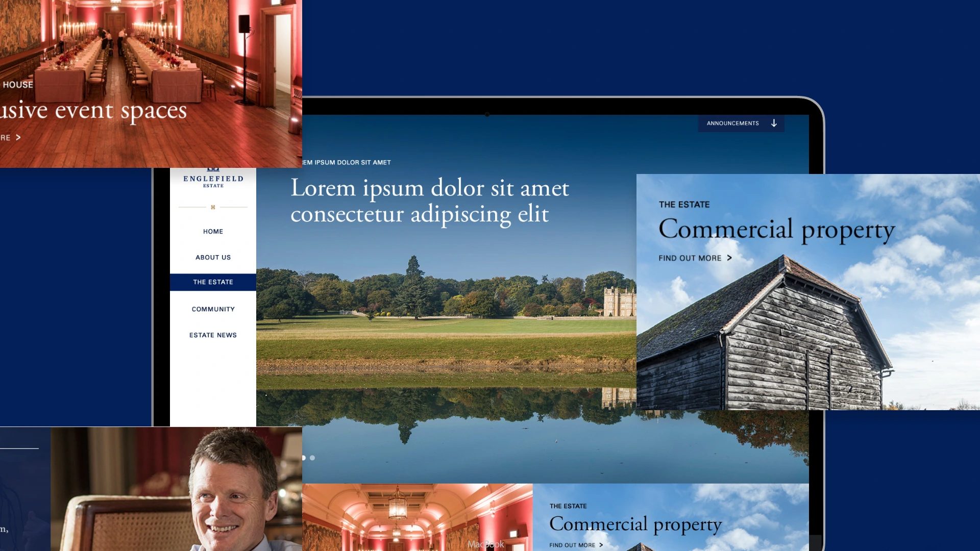 Screenshots of the Englefield Estate website