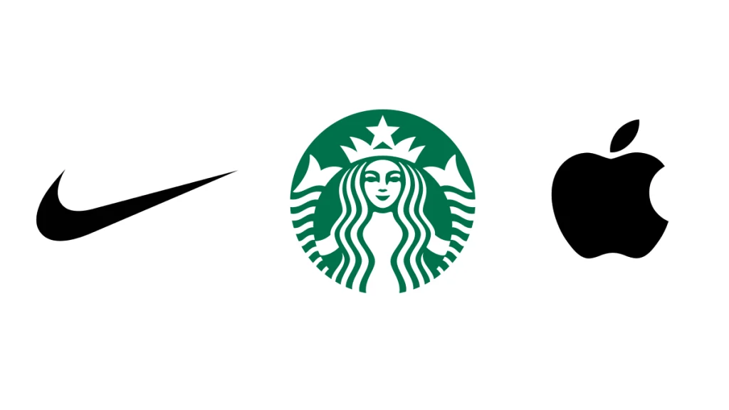 Nike, starbucks and apple logos