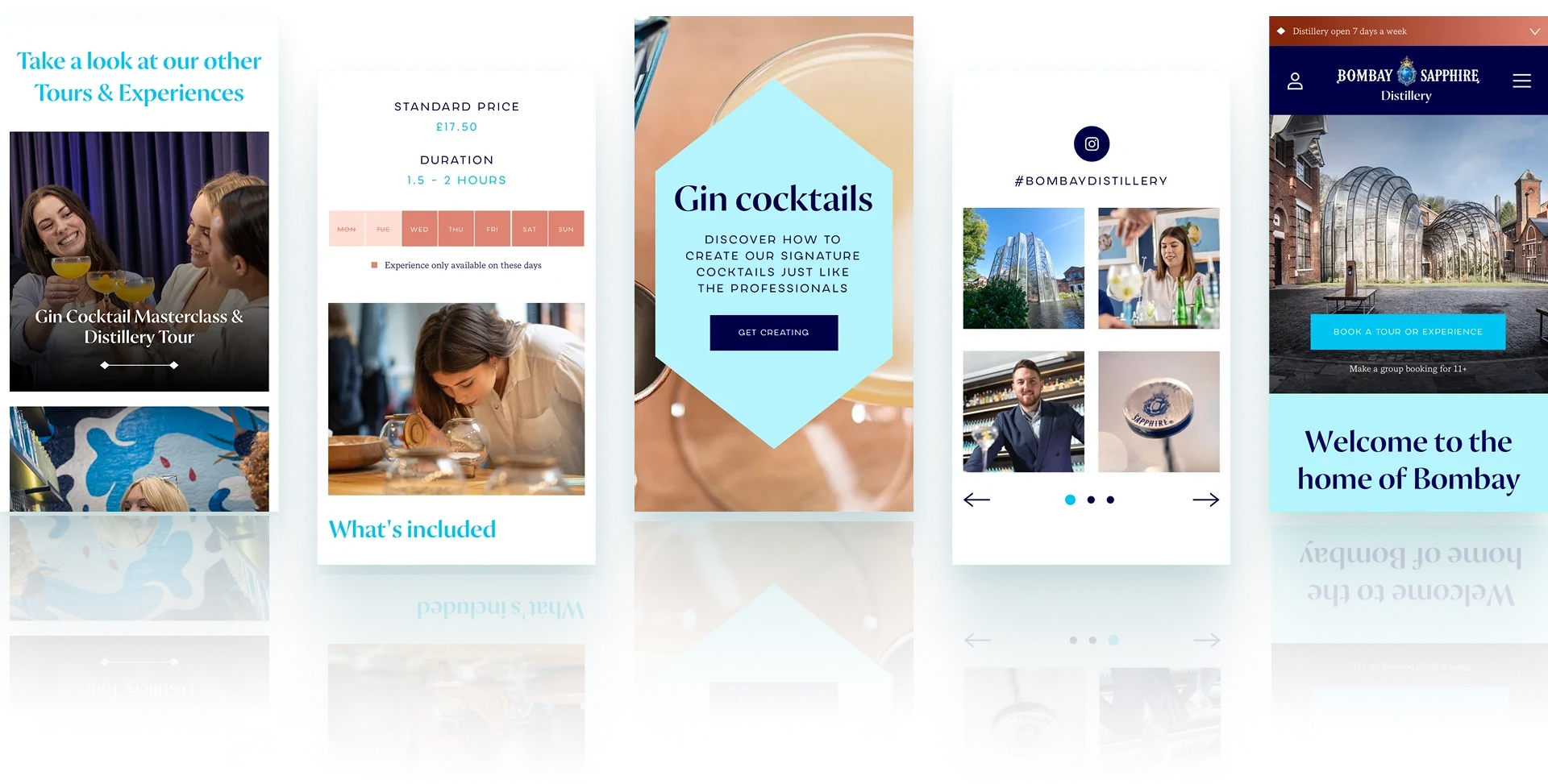 Bombay Sapphire Distillery mobile website screenshots