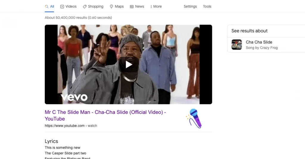 Google Easter Egg Cha Cha Slide