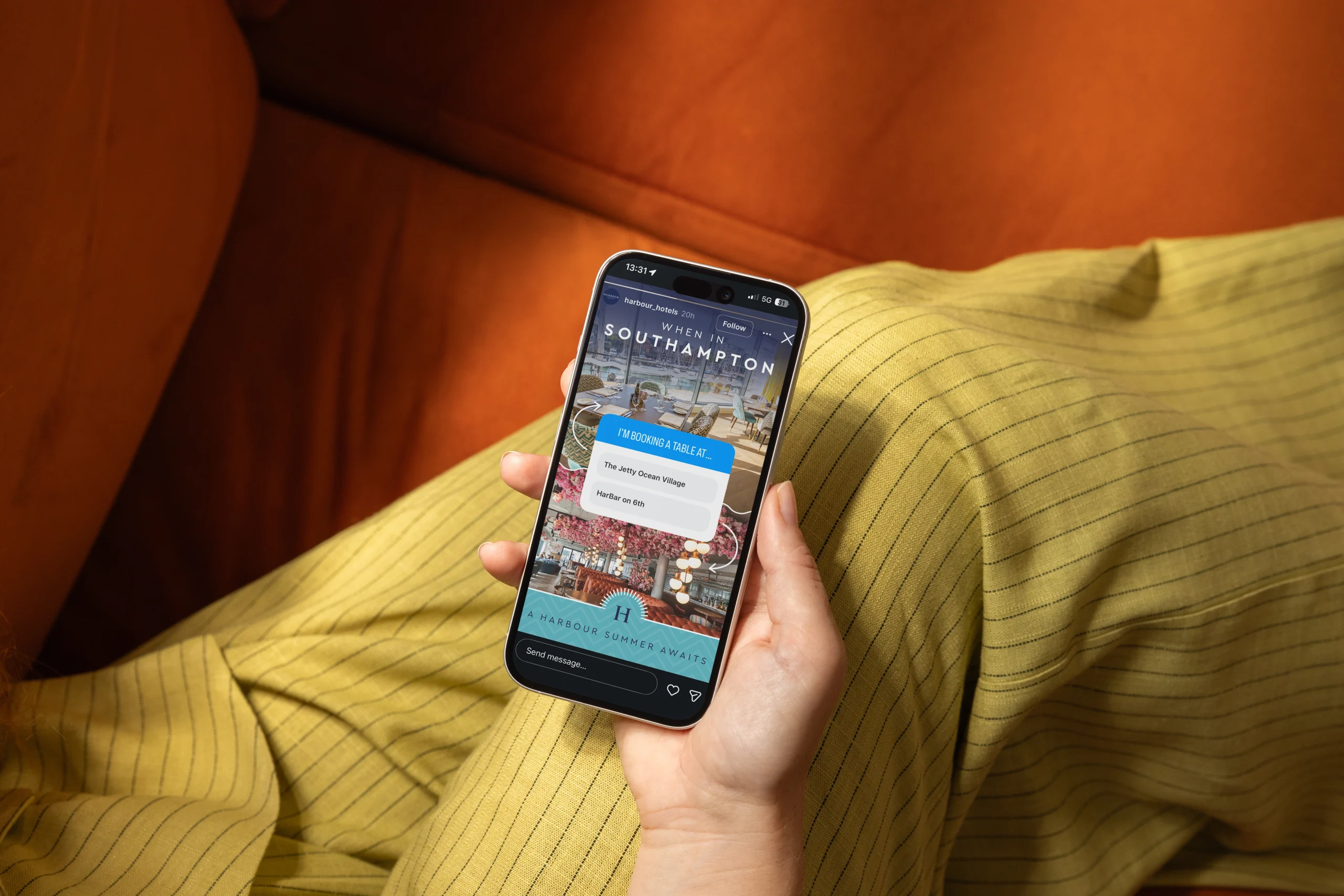 Mobile phone showing Harbour Hotels website