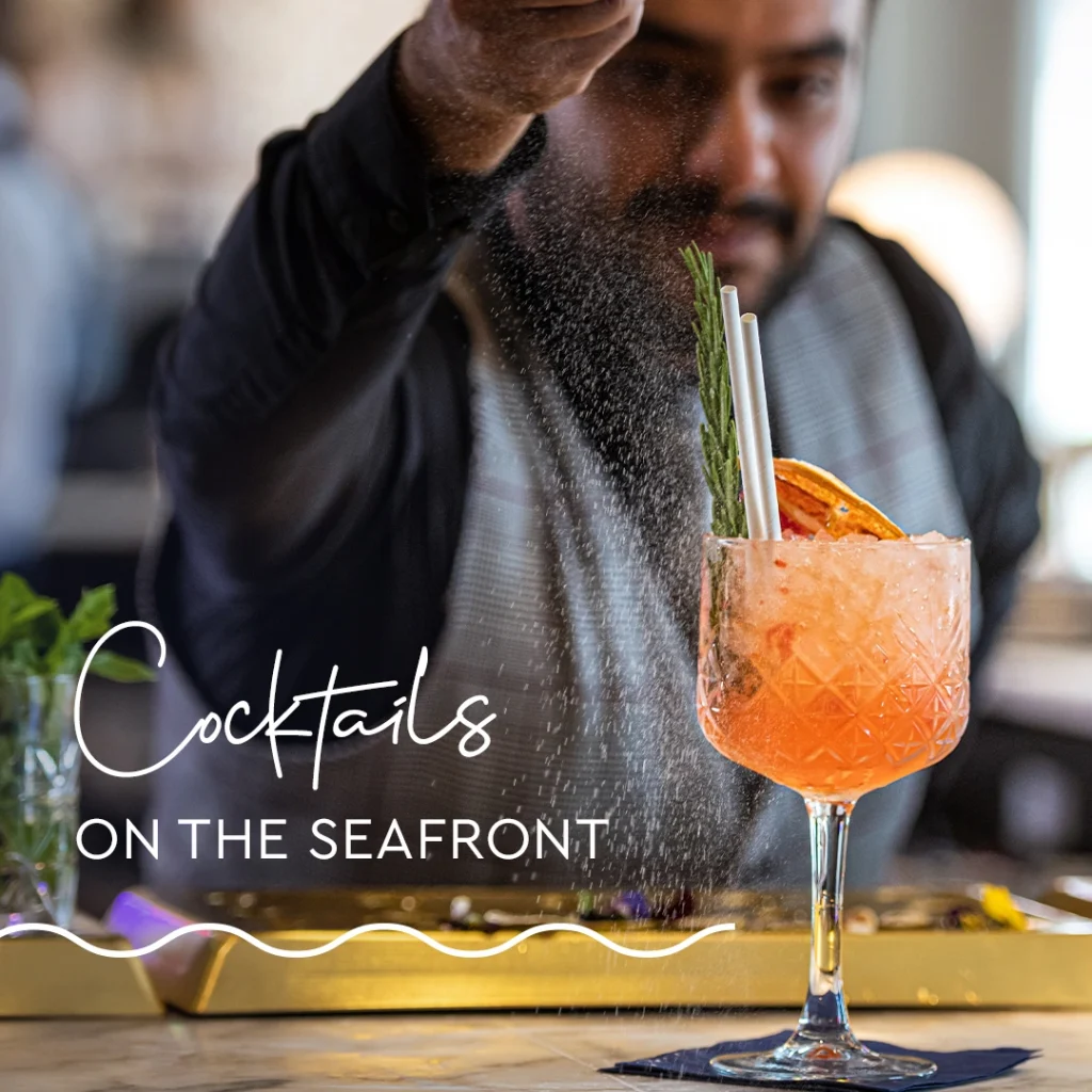 Harbour Hotels social media post showing a bartender garnishing a cocktail