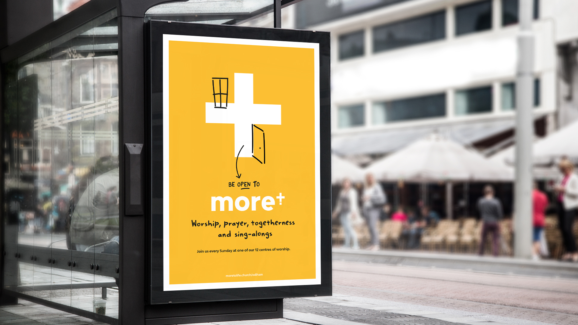 Bus shelter adshell showing more churchadvert