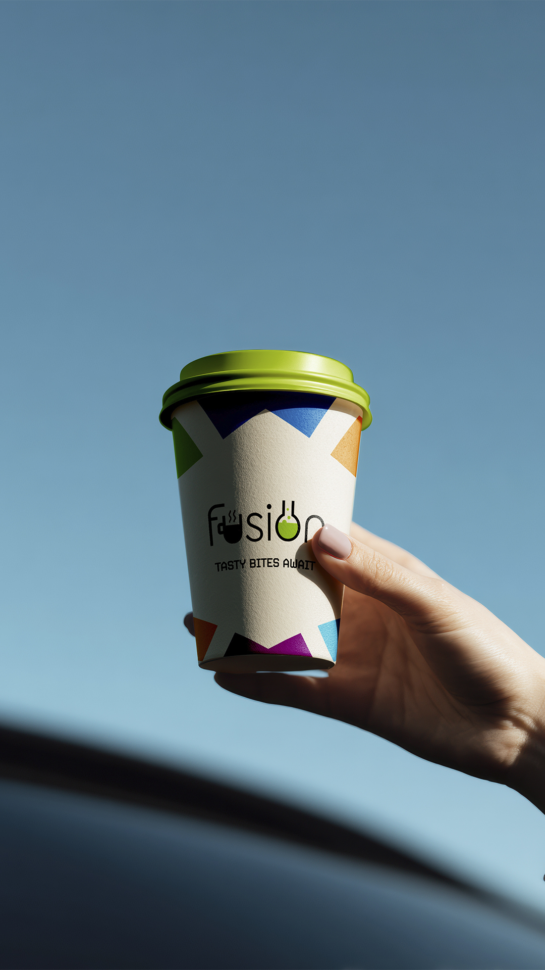 Fusion cafe branded coffe cup