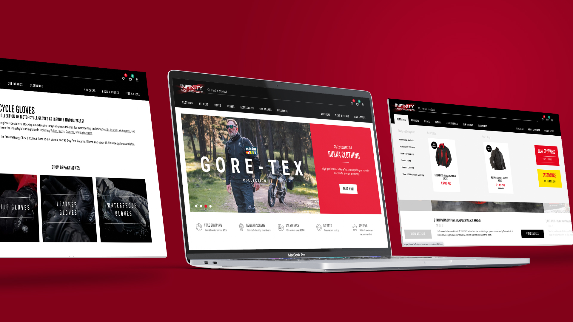 Laptop showing Infinity Motorcycles website